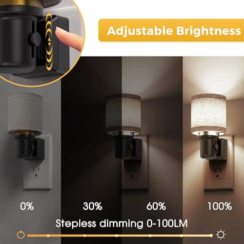 L LOHAS LED Night Lights Plug into Wall, 2 Pack Linen Fabric Cylinder Decor Night Light, Dusk to Dawn Sensor Vintage Nightlight, 5000K Daylight 0-100LM Dimmable, for Bedroom Living Room Hallway - Thumbnail 2