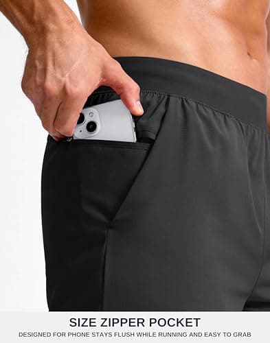 G Gradual Men's Athletic Running Shorts 7"/5"/9" Zipper Pocket Lightweight Workout Gym Quick Dry Shorts Golf Tennis Hiking, 7", Black, Large - Thumbnail 4