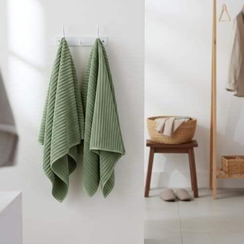 NALIVO Extra Large Bath Towel Set of 6 (40"x80"),Oversized Bath Sheet Super Soft Highly Absorbent Microfibers Quick Dry Luxury Shower Towel for Bathroom Spa Gym Hotel Yoga(Sage Green, 6Piece) - Thumbnail 4