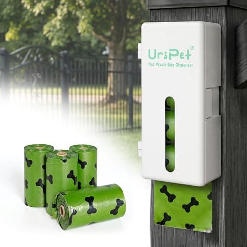 URSPET Wall Mounted Dog Poop Bag Dispenser, Pet Waste Bag Holder, White