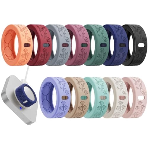 YWXTW Floral Cover for Oura Ring 4/3/ 4 Ceramic/Samsung/Ultrahuman, Support Charging Silicone Ring Protector for Women/Girls/Men, Dressy Accessories, 12 Pack (Multicolor, S)