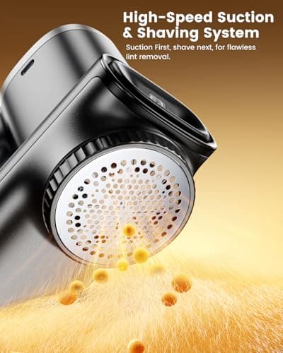 JFNRR Home Large Lint Remover Fabric Shaver - Rechargeable with LED Display, 3D 6-Blade, 180min Runtime, Large Transparent Bin, Zero Damage for Clothes/Sofa/Bedding - Thumbnail 6