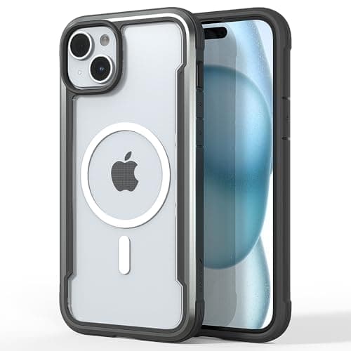 RAPTIC Shield Magnetic for iPhone 15 Plus Case, Compatible with MagSafe, Shockproof Protective Clear Case, Military Grade 10ft Drop Tested, Durable Aluminum Frame, 6.7 inch, Black - Image 1