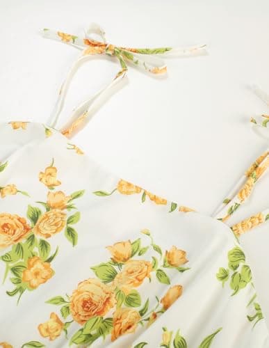 Belle Poque Yellow Floral Baby Shower Dresses for Women 2025 Midi Bridal Shower Prom Tea Cocktail Party Dress X-Large - Thumbnail 2