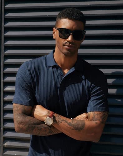 PJ PAUL JONES Mens Short Sleeve Dark Blue Polo Shirts Knit Golf Pullover Polo Neck Casual T Shirts Dark Blue XL - Thumbnail 4