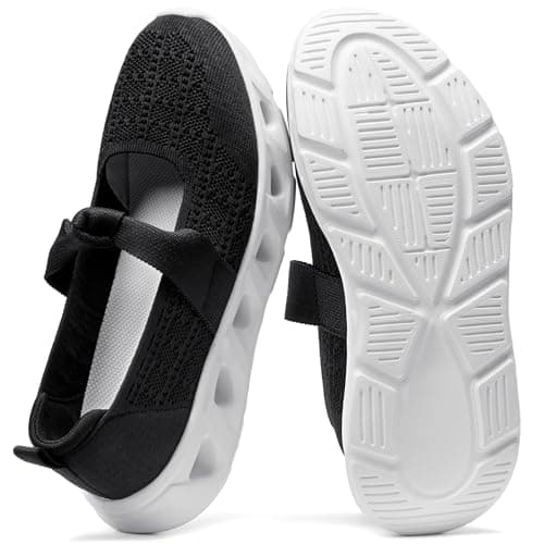 BOSTANTEN Comfortable Mary Jane Sneakers for Women - Lightweight & Breathable, Slip On Casual Shoes 2026, Wide Toe Box, Cushioned Sole for All-Day Walking/Work Black - Image 1