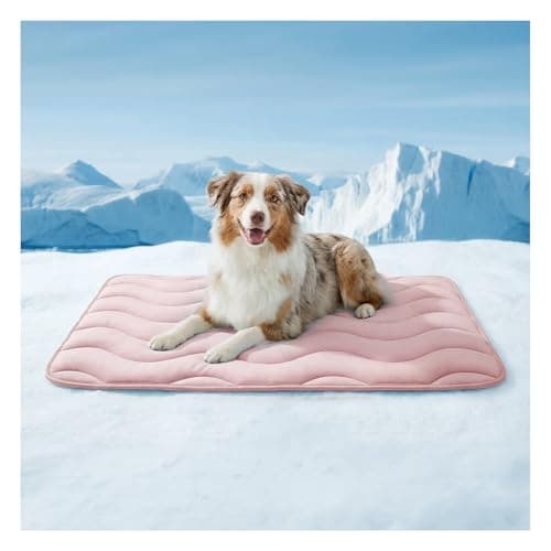 Dog Cooling Mat for Large Dogs, 42"x28" Breathable Self Cooling Crate Mat for Dogs & Cats, QMAX>0.5 Portable Washable Pet Cooling Mat for Dog Bed Thickened Cool Fiber Indoor/Outdoor Summer,Pink