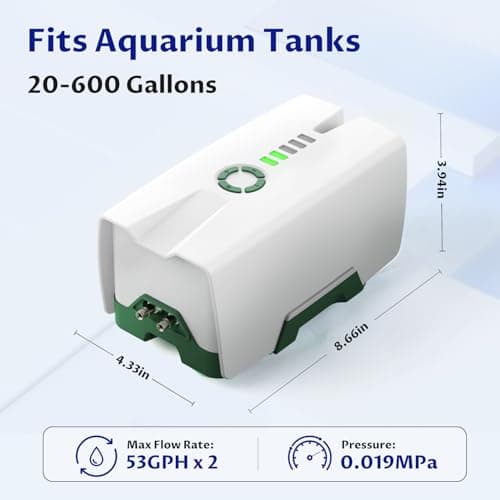 Ghosthorn Quiet AC/DC Aquarium Air Pump 12000mAh Battery Powered Aquarium Bubbler with 87 Hours Battery Life 2-Outlet Rechargeable Bait Aerator Adjustable Oxygen Pump, Power Outages and Emergency - Thumbnail 4