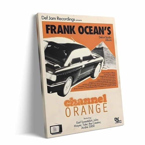 Frank Ocean Canvas Wall Art, Channel Orange Album Cover Print Poster, Vintage Framed Music Wall Artwork for Bedroom, Lounge, Studio or Music Room Aesthetic Decor 8x10inch - Image 1