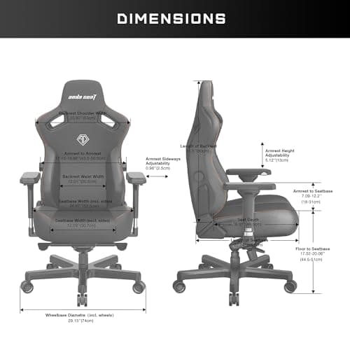 Anda Seat Kaiser 3 Large Gaming Chair for Adults - Ergonomic Black Fabric Gaming Seat with Lumbar Support, Comfortable Office Chairs with Neck Support - Heavy Duty Wide Computer Seat - Thumbnail 2