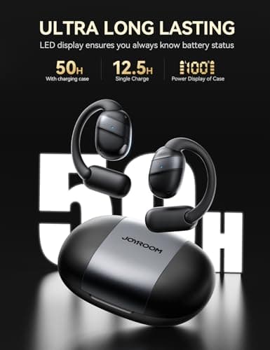 Open Ear Headphones Earbuds Wireless, 5.4 Bluetooth Ear Buds with Digital Display, Ultra-Comfort, Clear Calls, Powerful Sound, 50H Playtime, IPX4 Waterproof Sports Earphones for Running & Workouts - Thumbnail 3