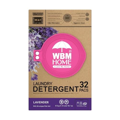WBM 10-in-1 Laundry Detergent Pods, Fabric Softener with Lavender Extracts, High-Efficiency Laundry Pods with Powerful Stain Lifter Technology - 32 Count Bag - Image 1