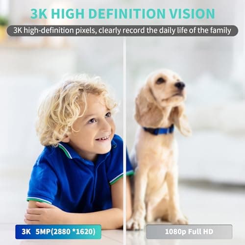 Indoor Camera, 3K HD Indoor Security Camera, 360° Pan/Tilt Pet Camera, 2-Way Audio, Siren, Night Vision, Baby/Pet Monitor with Phone App 2.4G and 5G WiFi, Compatible Alexa and Google Assistant - Thumbnail 3