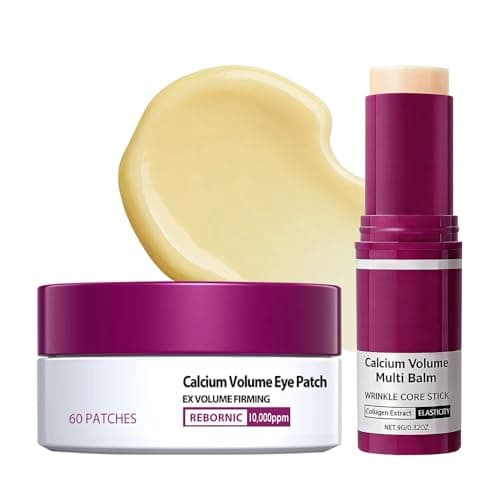 HUiPENGFEI Eye Care Set - Calcium Multi Balm Stick + Deep Hydrating Under Eye Patches 30 Pairs, Nourishing Calcium Volume Balm, Collagen Moisturizing, Gentle on Skin, Eyes Care & Daily Skincare - Image 1