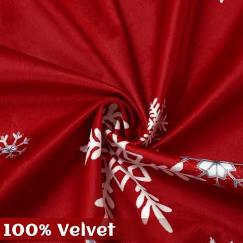 CAROMIO Christmas Red Curtains for Living Room 2 Panels, Velvet Long Curtains 95 Inch, Floral Holiday Decoration Panels, Room Darkening Curtains Thermal Insulated（Reindeern, 52 x 95 Inches, 2 Panels） - Thumbnail 5