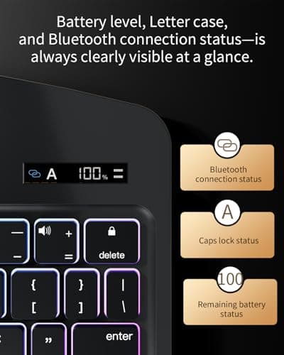 Keyboard Case for iPad Pro 13-inch (M5 2025 / M4 2024), Wireless iPad Pro 13 Inch Case with Keyboard Multi-Touch Trackpad, Battery Level Visualization with 360° Rotatable & Pencil Holder, Black - Thumbnail 3