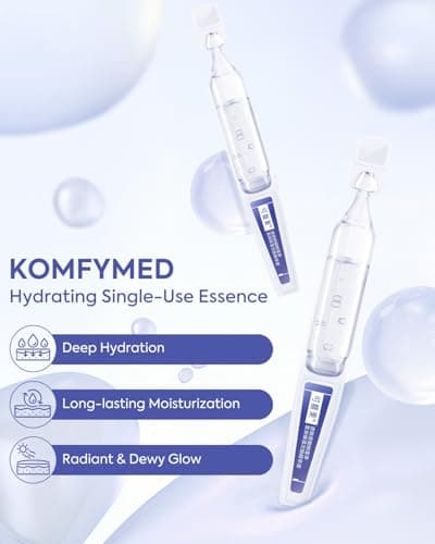 KOMFYMED Hydrating Serum Ampoules with Sodium Hyaluronate & Algae Extract, Deep Moisture & Barrier Repair, Single-Use Skincare Serum for Dry & Sensitive Skin (1.5ml / 0.05 fl.oz × 5) 可复美吨吨次抛精华 - Thumbnail 2