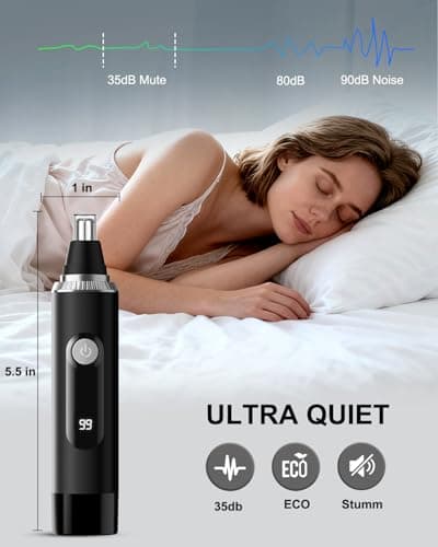 Nose Hair Trimmer for Men and Women,2026 Professional Painless IPX7 Waterproof Eyebrow & Facial Hair Trimmer,USB Rechargeable with LED Display Dual-Edge Blades for Smoother Cutting,BlackSilver - Thumbnail 5