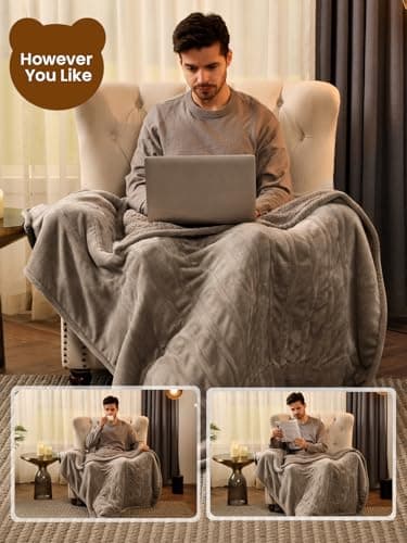 Bearhug Electric Throw Blanket 50" x 60", Reversible Velvet & Sherpa Heated Throw, 6 Heating Levels & 4H Auto Off, Over-Heat Protect, ETL Certification, Machine Washable - Thumbnail 5