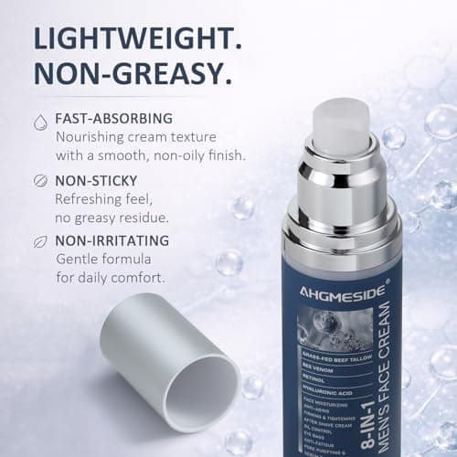 Ahgmeside 8-in-1 Face Cream for Men,Anti-Aging Daily Moisturizer with Hyaluronic Acid & Shea Butter,Helps Smooth Wrinkles & Reduce Puffiness, Lightweight Men's Formula, 1.7 oz - Thumbnail 6