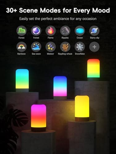 RGBICWW Smart Table Lamp, Touch Bedside Lamp with App Control, LED Desk Lamp with Music Sync, 30+ Scenes & 16M Colors, Color Changing Lamp for Bedroom Living Room Gaming Dimmable Night Light, White - Thumbnail 4