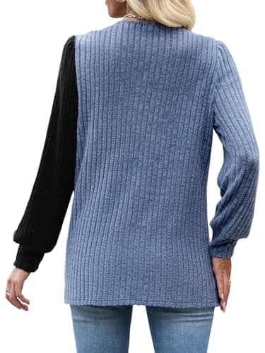 Womens Sweaters Hoodie Chocolate Brown Fall Clothing Going Out Tops for Women Trendy Cowgirl Outfits Dusty Blue X-Large - Thumbnail 2
