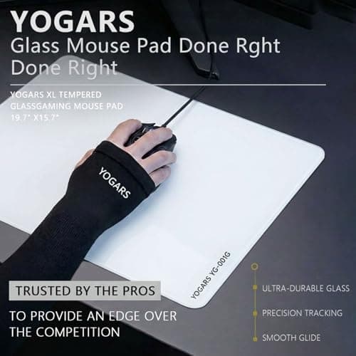 YOGARS Tempered Glass Gaming Mouse Pad, Ultra-Smooth Micro-Etched Surface Speed & Control, Large 19.7"x15.7" Anti-Slip Base, Easy Clean Scratch Resistant for Esports and Work (White) - Thumbnail 4