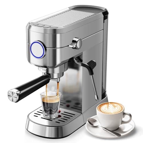 Havato 20 Bar Espresso Machine, Compact Espresso Coffee Maker with Milk Frother for Latte/Cappuccino, Auto Clean/34oz Removable Tank/Auto Shut-Off, Espresso Maker for Home/Office, Stainless Steel