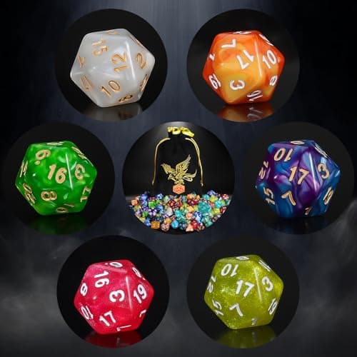 QMay DND Dice Set -25x7 (175pcs) Polyhedral Dice Compatible with Dungeons and Dragons D&D RPG MTG Table Games.25 Sets of 7 dice and a dice Bag - Thumbnail 3