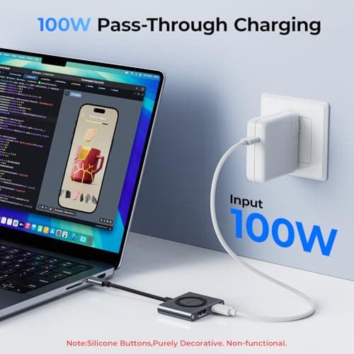 RayCue 2-in-1 USB C Hub, USB C to HDMI Adapter with HDMI 4K@60Hz & 100W PD Charging - Adapter for Laptop, MacBook, IPad (USB-C), iPhone 15/16, Tablets, Switch - Thumbnail 4