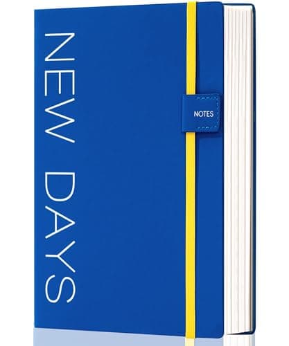 CAGIE Lined Journal for Women Men, 300 Pages College Ruled Journal Notebook for Writing, A5 Hardcover Journal Notebook for Work, 100GSM Thick Vegan Leather Diary, Blue