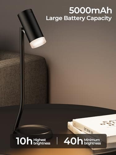 PESUTEN Cordless Table Lamps, Battery Operated Portable Table Light with Magnetic Adjustable Angle Head, 5000mAh Rechargeable Lamp with CCT Dimming for Patio Party Restaurant Dining Home 1 Pack - Thumbnail 3