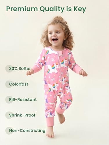 Infant Boys Girls Outfit Clothes Set Newborn Baby Romper Bamboo Long Sleeve Zipper Bodysuit Jumpsuit (Unicorn, 1-3M) - Thumbnail 5
