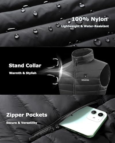 Venustas Men's Heated Vest with Battery, Up to 20 Hours of Warmth, Winter Quilted Vest for Outdoor - Thumbnail 4