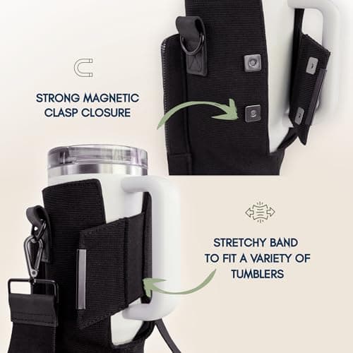 SOLLY AND RUE Water Bottle Sling Bag Crossbody Water Bottle Holder with Strap & Phone Pocket Insulated Carrier for Stanley & Hydro Flask up to 40oz Travel & Walking Companion - Thumbnail 6