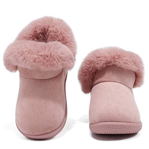 KEESKY Toddler Girl Boots Suede Cute Warm Fur Lined Winter Shoes for Toddler Size 3.5 M Pink - Thumbnail 6