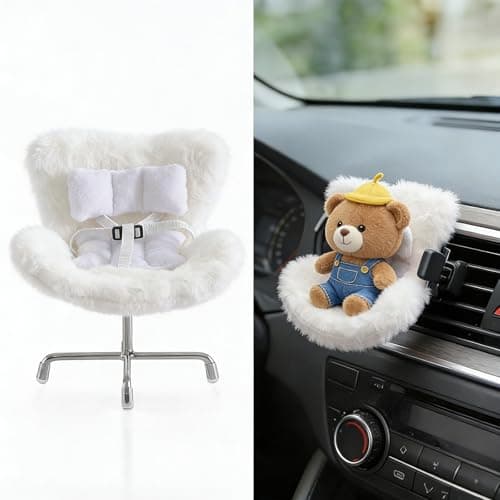 Ezcora Accessories for 10-17cm Dolls, Doll Car Seat with Clip onto Car Air Vent, Includes Seat Leg for Desktop Display (White)