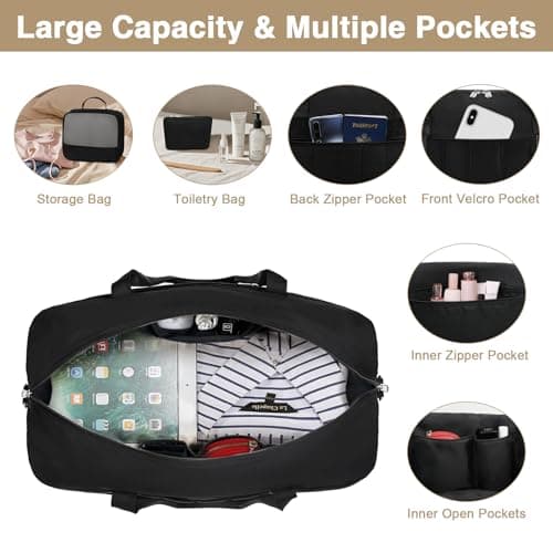 IBFUN Weekender Bags for Women, Travel Duffle Bag with Shoe Compartment Carry on Weekender Overnight Duffel for Weekend Travel Business Trip 3PCS - Thumbnail 6