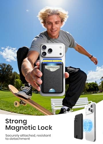 Nepagz For MagSafe Wallet, 5-Card Holder with RFID Blocking, Vegan Leather Slim Magnetic Wallet, Bottom Card Ejection, for iPhone 17/16/15/14/13/12 Series, Not for Mini,Black - Thumbnail 3