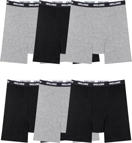 IWOLLENCE Men's Boxer Briefs Breathable Soft Moisture-Wicking Cotton Underwear with Comfort Flex Waistband, Multipack - Thumbnail 5