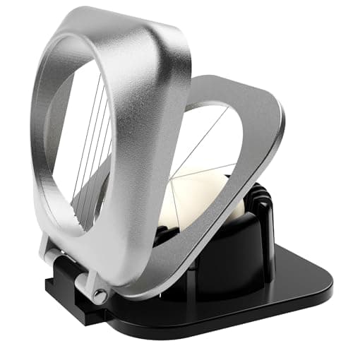 Egg Slicer with Stainless Steel Wires, Aluminum One-Press Slicer for Hard Boiled Eggs, 0.2" Even Slices for Salads & Sandwiches, Strawberries, Mushrooms & Soft Cheese, Sliver - Image 1