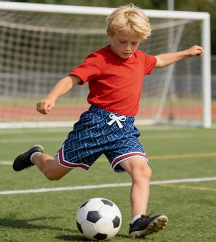 Cozople Boys Blue Athletic Shorts Size 8 9 Kids Strethcy Quick Dry Sun Protection Shorts with Pockets for Playing Sports - Thumbnail 2