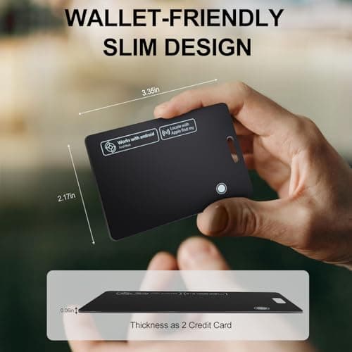 AI.QVOKA Wallet Tracker Card, Rechargeable Smart Tracking Card Works with Apple Find My & Google Find Hub, Item Locator for Wallet, Passport, Purse, Luggage, Bag, Black, 1 Pack - Thumbnail 6