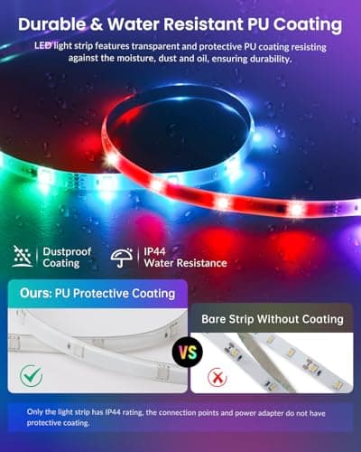 Pak LED Lights for Bedroom, 32.8ft(2 Rolls of 16.4ft) Smart RGB+IC LED Strip Lights with App/Remote Control, Music Sync Color Changing Flexible LED Lights with 64 Scene Modes for Party, Home, Gaming - Thumbnail 3