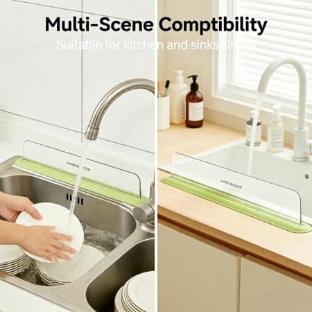 Kitchen Sink Splash Guard, Strong Suction Cup Design, Transparent PET Material, Tool-Free Installation, 19.8Inch(50.3cm) Length for Kitchen & Bathroom, Keeps Countertop Dry & Tidy - Thumbnail 2