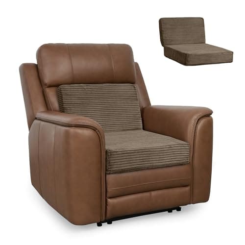 HIGOGOGO Corduroy Recliner Chair Cushion with Lumbar Support Pillow Soft Non-Slip 4" Thick Seat Pad Prevent Buttocks & Back Pain in Seniors (Brown, 12" Backrest) - Image 1