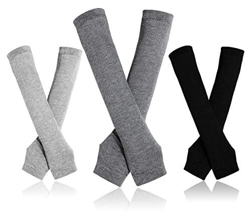 Bellady 3 Pairs Arm Warmers Fingerless Gloves for Women,Grey - Image 1