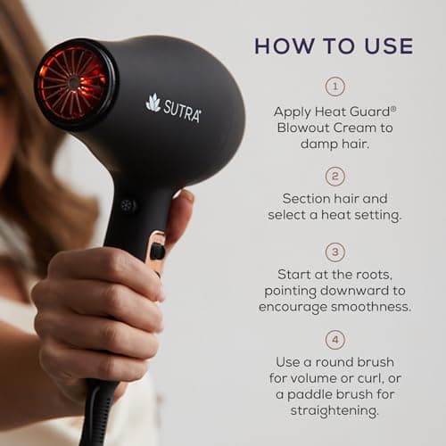 Sutra Infrared AC Blow Dryer - Professional Hair-Dryer with Infrared (IR) & Ionic Technology - Blowdryer with 2 Speed, 3 Heat Settings & Cool Shot Button - Professional Styling Tool for All Hair Types - Thumbnail 3