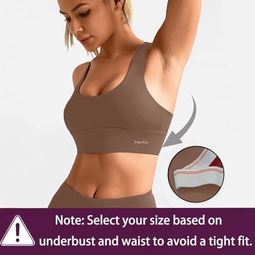 BaseTry High Impact Sports Bra for Women - Padded Seamless Support Bra for Yoga Gym Workout Fitness -High Support Running Bra (US, Alpha, Small, Regular, Regular, Mocha) - Thumbnail 4