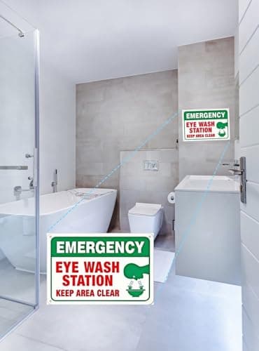 Carastora Eye Wash Station Metal Sign – 12×8 Inch Rust-Free, Weatherproof, Scratch-Resistant & Fade-Resistant – Pre-Drilled Holes for Easy Mounting in Laboratories, Factories, or Warehouses - Thumbnail 2